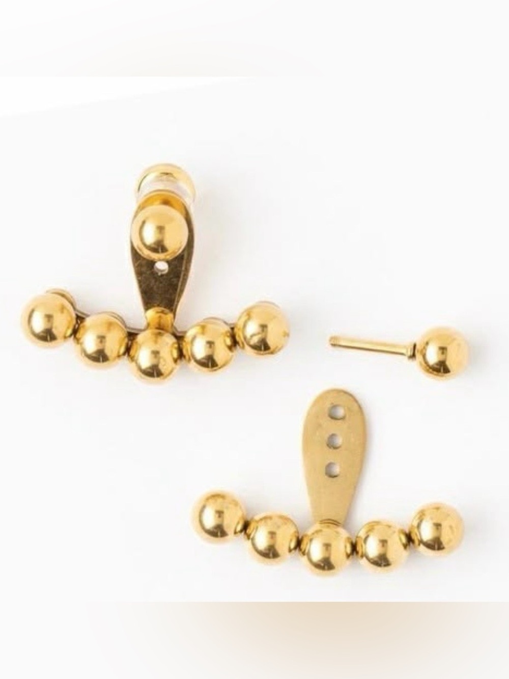 Plunder Design Cheryl Gold Ball Stud with Ear Jacket